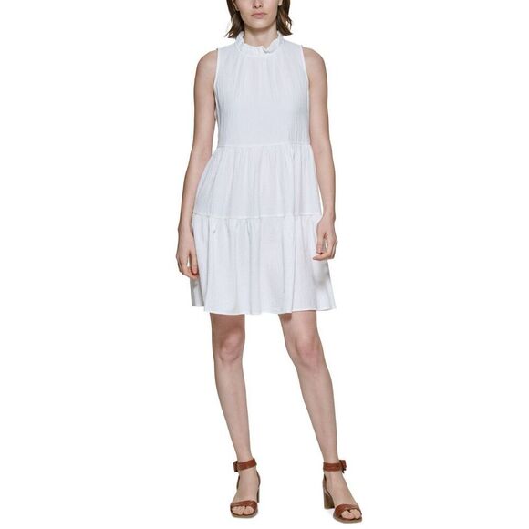 Calvin Klein Womens Ruffled Mini Fit & Flare Dress Size 16
